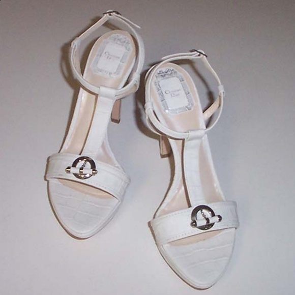 NEW DIOR croc print T-strap platform sandal 37.5 - Picture 2 of 5